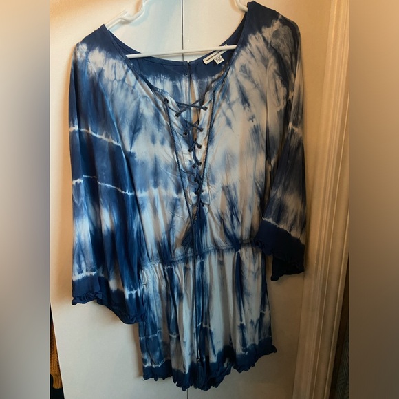 American Eagle tie dye lace up romper jumpsuit - Picture 2 of 4